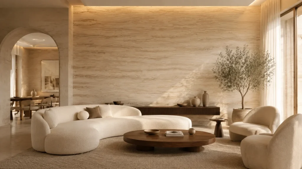 Travertine Texture Service in Karachi | Tradex International 2 Professional beige Travertine Texture Service in Karachi on a luxury living-room feature wall